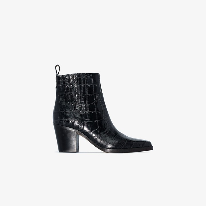 mock croc ankle boots