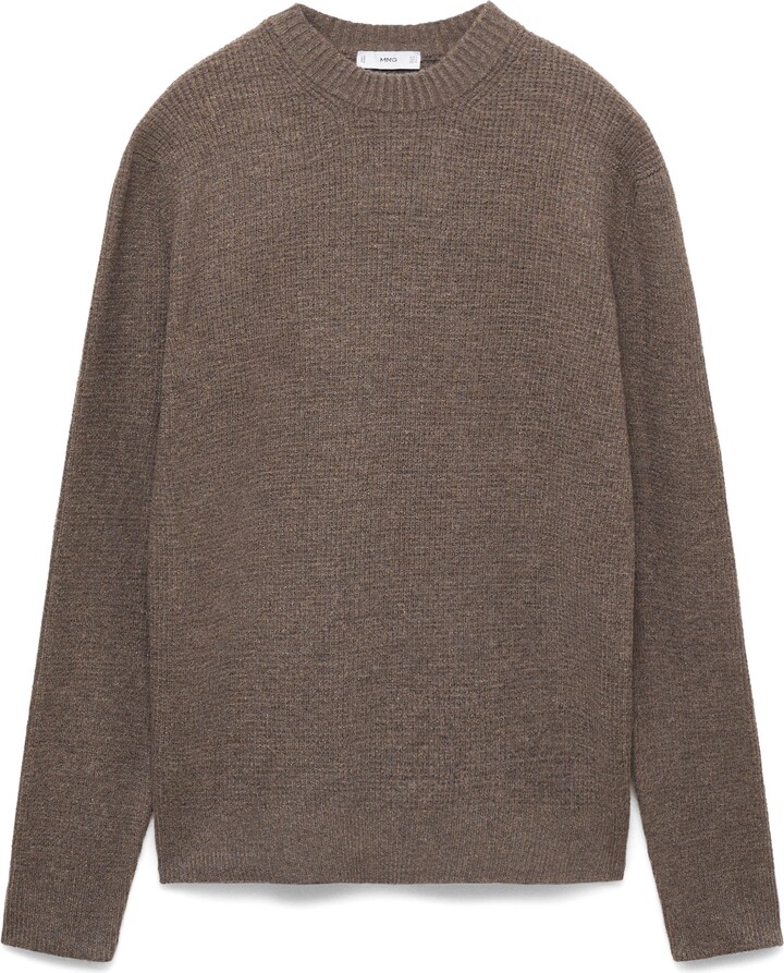 MANGO Waffle Texture Crewneck Sweater