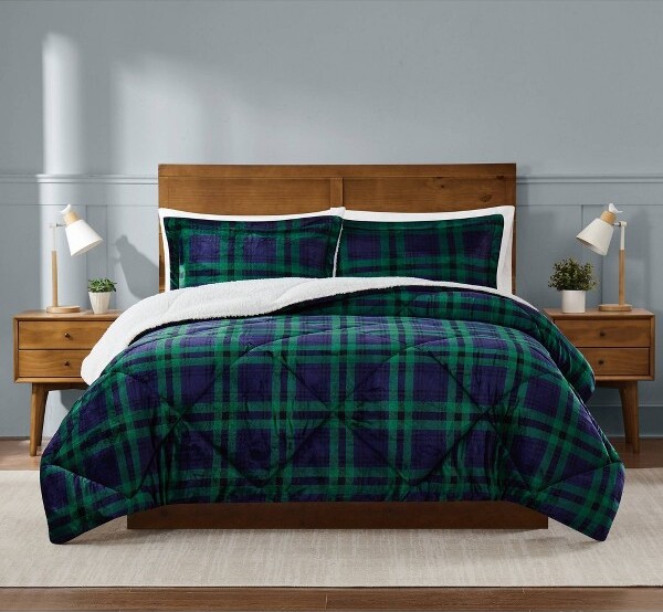 Truly Soft TrulySoftTwinCuddleWarmthTartanPlaidComforterSetBlue