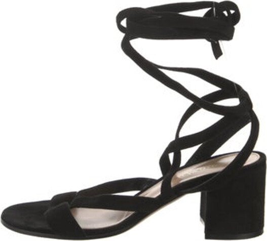 Gianvito Rossi Suede Gladiator Sandals Black Wrap-Around Straps & Tie Closures