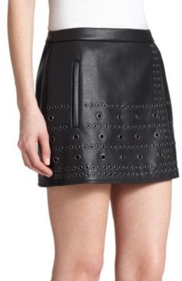 BCBGMAXAZRIA Remi Grommet-Detail Faux-Leather Skirt