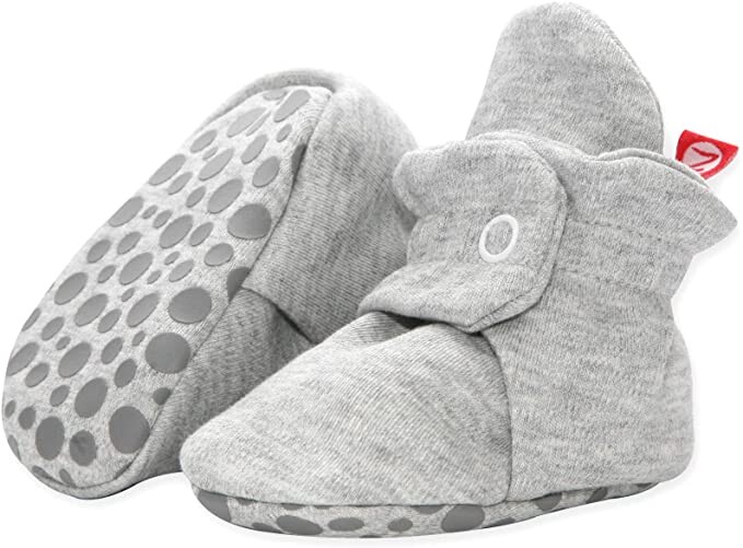 Zutano Cotton Baby Booties with Grippers - Soft Sole Stay On Baby Shoes