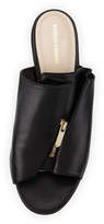 Thumbnail for your product : Kristen Zip-Trim Leather Mule Slide Sandal - Golden Hardware