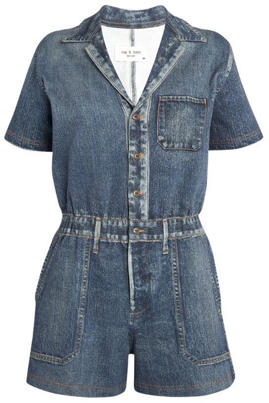 Womens Clothing Jumpsuits and rompers Playsuits Rag & Bone Jarvis Satin-jacquard Playsuit in Blue 