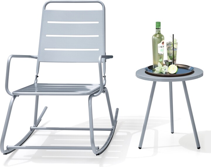 Outdoor Metal Rocking Chair with Side Table Set by Crestlive Products