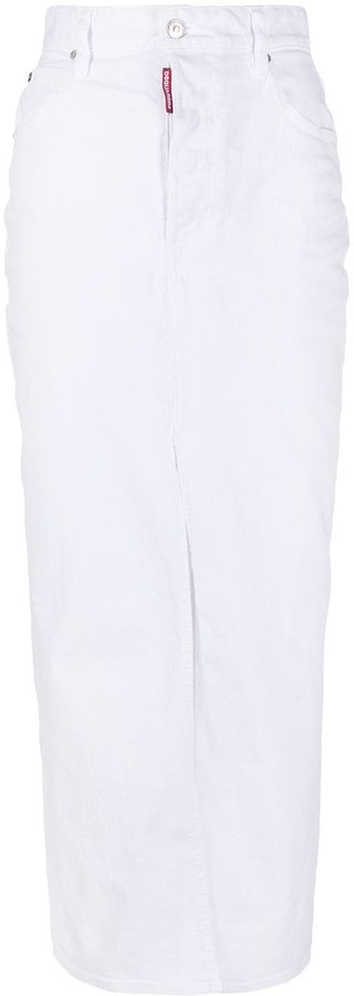 white maxi skirt denim