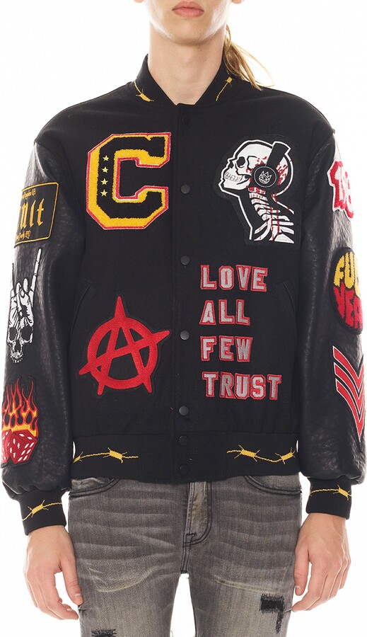 Cult of Individuality Mixed Media Faux Leather Varsity Jacket ShopStyle