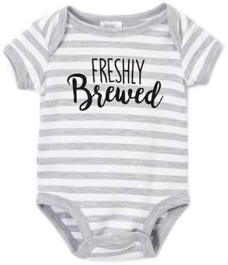 Baby Essentials Gray Stripe 'Freshly Brewed' Bodysuit - Infant