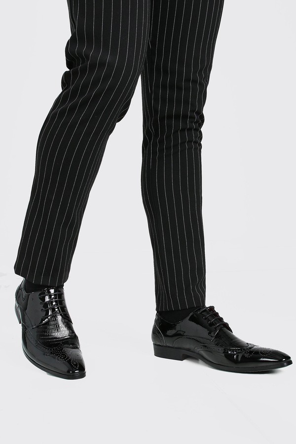 black patent brogues mens