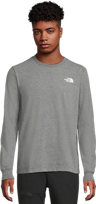The North Face Long Sleeve Box NSE T-Shirts Men's T Shirt TNF Mid Grey Heather : LG, Cotton