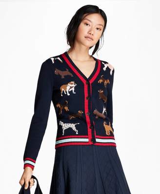 Brooks Brothers Dog-Patterned Cotton Cardigan