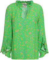 Thumbnail for your product : Baum und Pferdgarten Ruffle-trimmed Floral-print Crepe Blouse