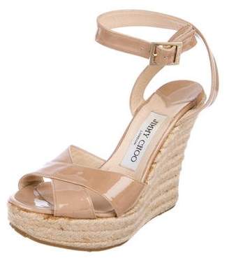 Jimmy Choo Patent Leather Wedge Sandals
