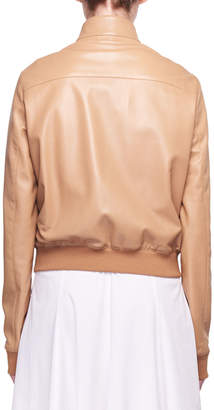 The Row Erhly Zip-Front Leather Bomber Jacket