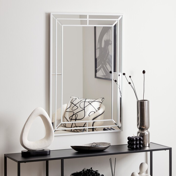 Dunelm Double Edge Frame Wall Mirror, 85x55cm Silver ShopStyle