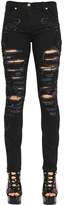 Versace Embroidered Ripped Skinny Denim Jeans
