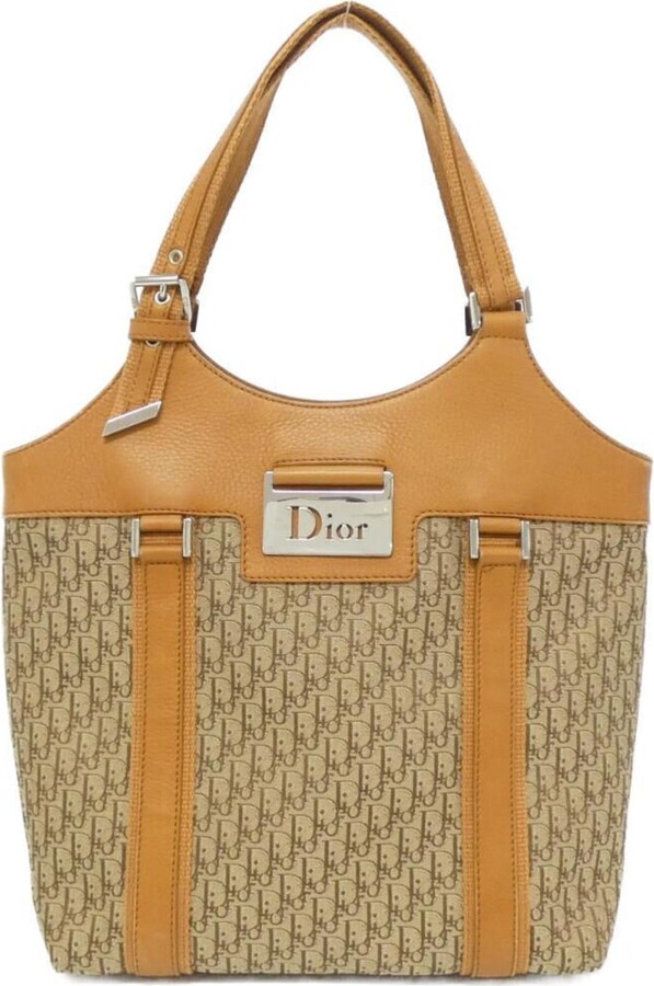 Christian Dior Brown Canvas Leather Shoulder Bag (Pre-Owned)