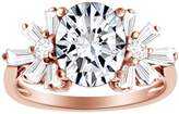 Thumbnail for your product : AFFY Oval Shape Simulated Red Garnet With White CZ Starburst Engagement Ring In 14K Rose Gold Over Sterling Silver,Ring Size-8