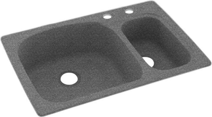 Swan Dual-Mount Solid Surface 33 in. x 22 in. 2-Hole 70/30 Double Bowl Kitchen Sink in Night Sky