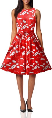 OUGES Womens Christmas Fit and Flare Party Cocktail Dress Xmas Gifts 