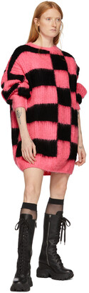 MSGM Pink & Black Check Sweater Dress