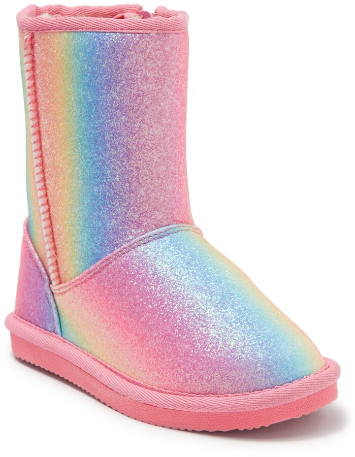 glitter fur boots