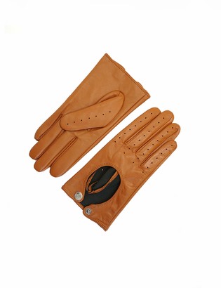 YISEVEN Women's Sheepskin Driving Leather Gloves Motorcycle Full Finger Cycling lined Punk Gloves Brown 6.5"/Small