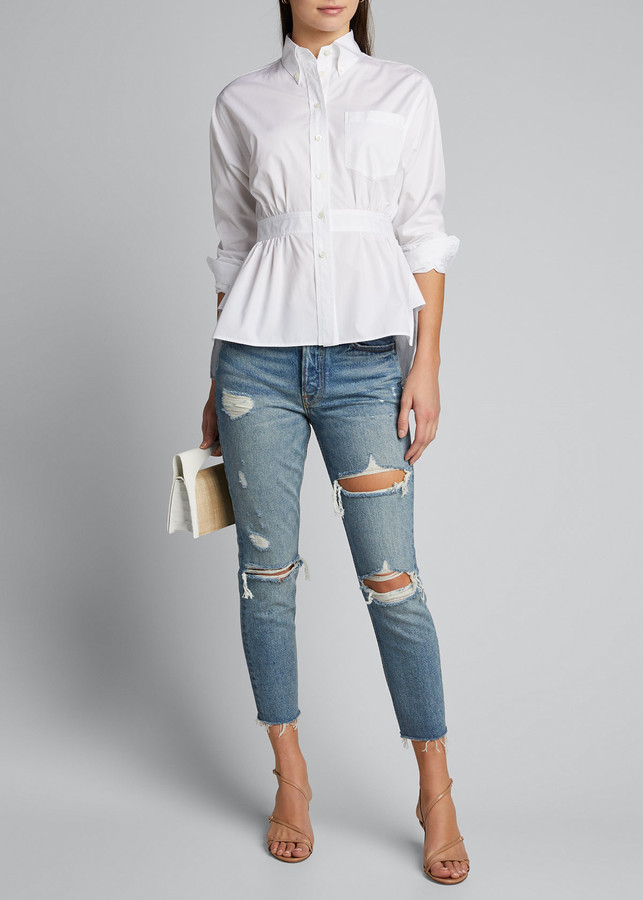petite white distressed jeans
