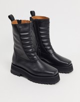 Thumbnail for your product : And other stories & leather chunky flat boots with padded panel in black