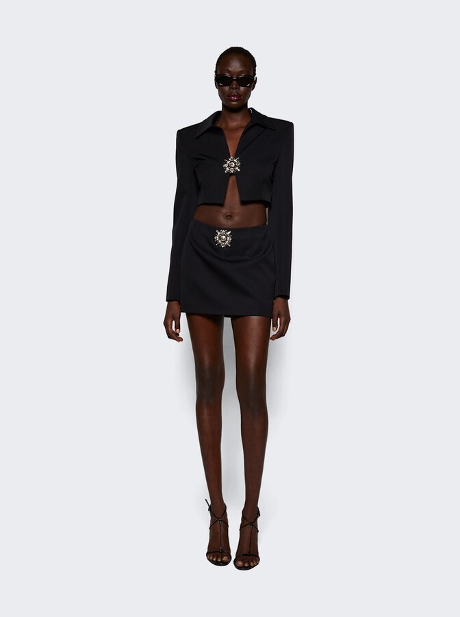 Crystal Brooch Mini Skirt Black
