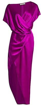 michelle mason wide neck wrap dress