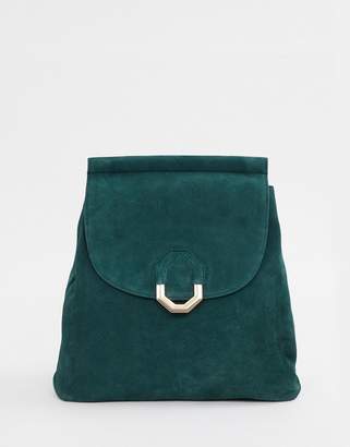 ASOS Design DESIGN suede backpack with hexagonal ring detail
