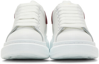 Alexander McQueen White & Burgundy Oversized Sneakers