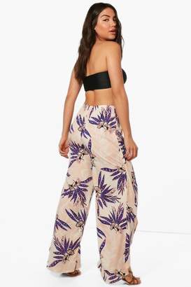 boohoo Faye Hawaiin Wrap Frill Beach Trouser