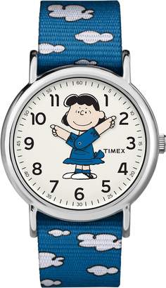 Timex Women's Casual x Peanuts – Lucy TW2R41300JT White Dial and Blue Nylon Band Watch