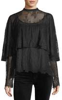 Thumbnail for your product : Robert Rodriguez Long-Sleeve Tiered Lace Top