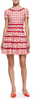 Thumbnail for your product : Oscar de la Renta Short-Sleeve Tweed Fit-and-Flare Dress