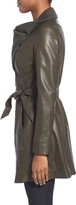 Thumbnail for your product : Elie Tahari 'Alexandra' Knit Collar Belted Leather Coat
