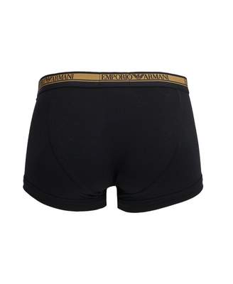 Emporio Armani 2 Pack Gold Waist Band Trunks Colour: BLACK GOLD, Size: