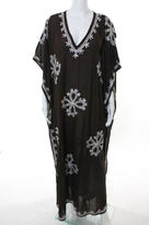 Thumbnail for your product : Pas Pour Toi NWT Brown White Embroidered Kashi Kaftan Dress Sz L $460