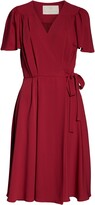 Thumbnail for your product : Gal Meets Glam Kinsley Flutter Sleeve Wrap Dress