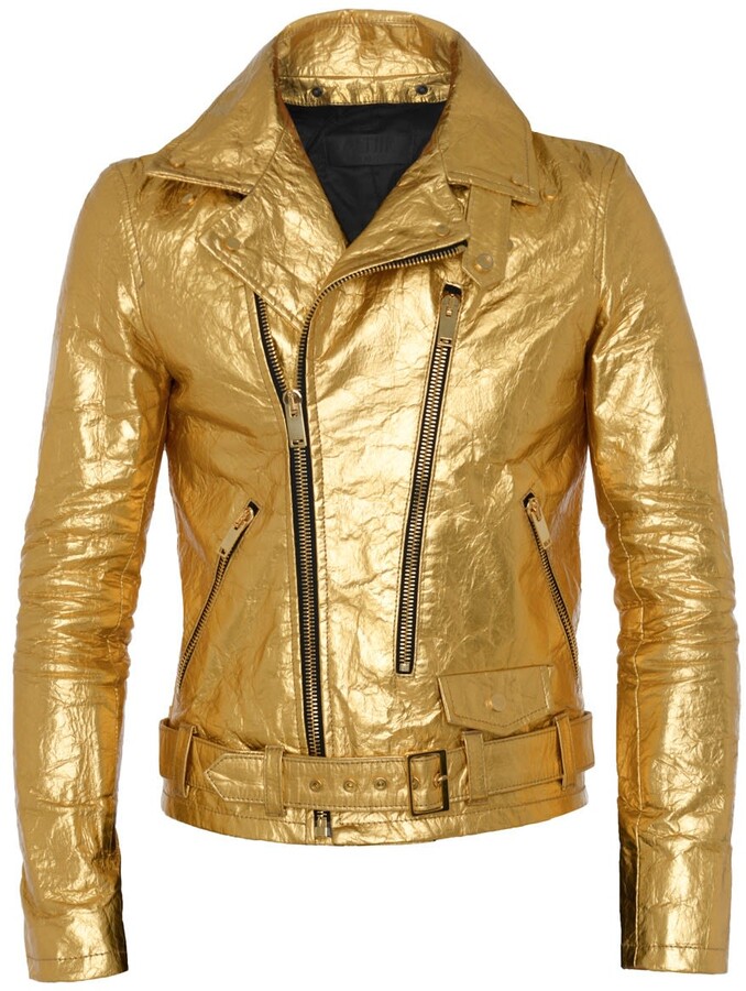 ALTIIR - Men's Neo-Classic Biker Jacket In Gold - ShopStyle