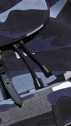 Burberry Camouflage Canvas Check And Suede Backpack