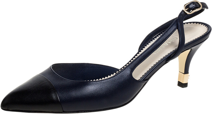 navy blue slingback heels