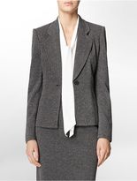 Thumbnail for your product : Calvin Klein Womens One Button Black + Grey Herringbone Suit Jacket