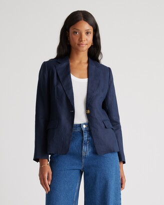 Womens Navy Linen Blazer | ShopStyle