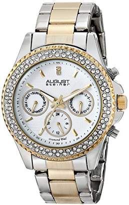 August Steiner Women's AS8100TTG Swiss Quartz Multifunction Diamond & Crystal Silver-tone and Gold-tone Bracelet Watch