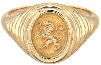 Retrouvaí Fantasy Lion Signet Ring - Yellow Gold