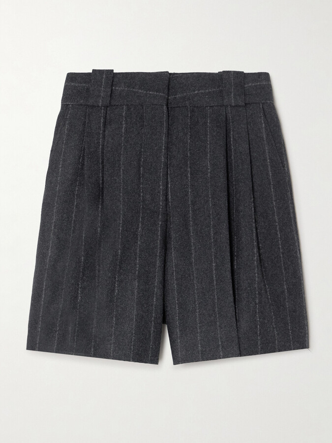 BLAZÉ Milano - Ferien Pleated Pinstriped Wool And Cashmere-blend Shorts - Gray