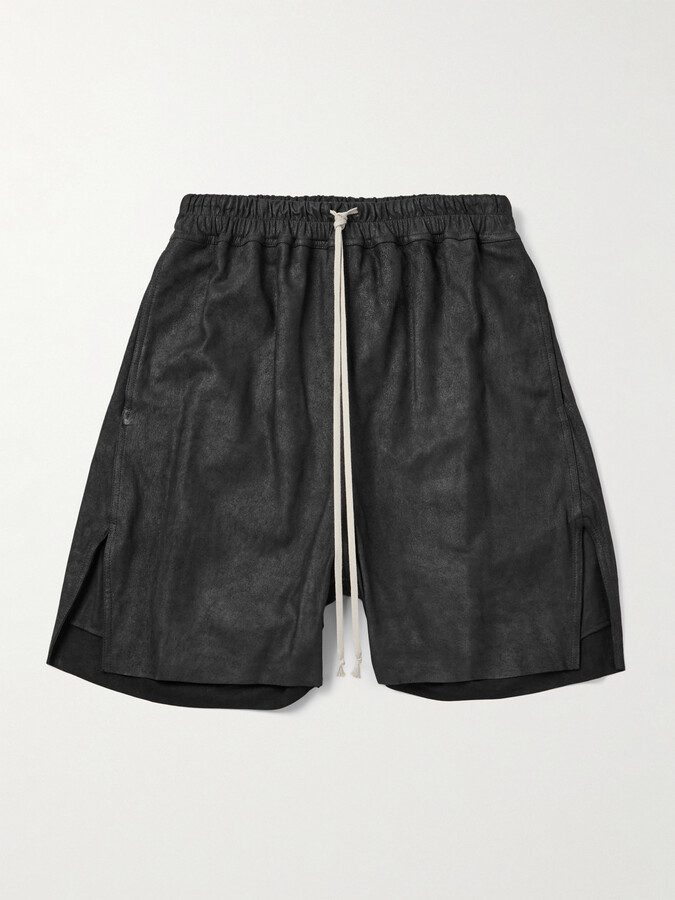 Rick Owens Straight-Leg Leather Drawstring Shorts